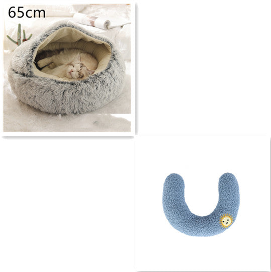 2 in 1 Round Plush Pet Bed for Dogs and Cats
