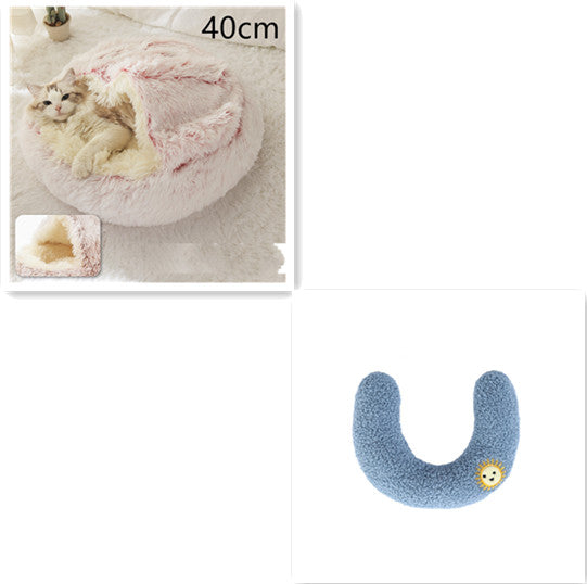 2 in 1 Round Plush Pet Bed for Dogs and Cats
