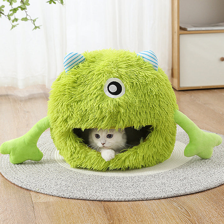 Machine-Washable Round Cat Bed Fluffy, Non-Slip, Self-Warming
