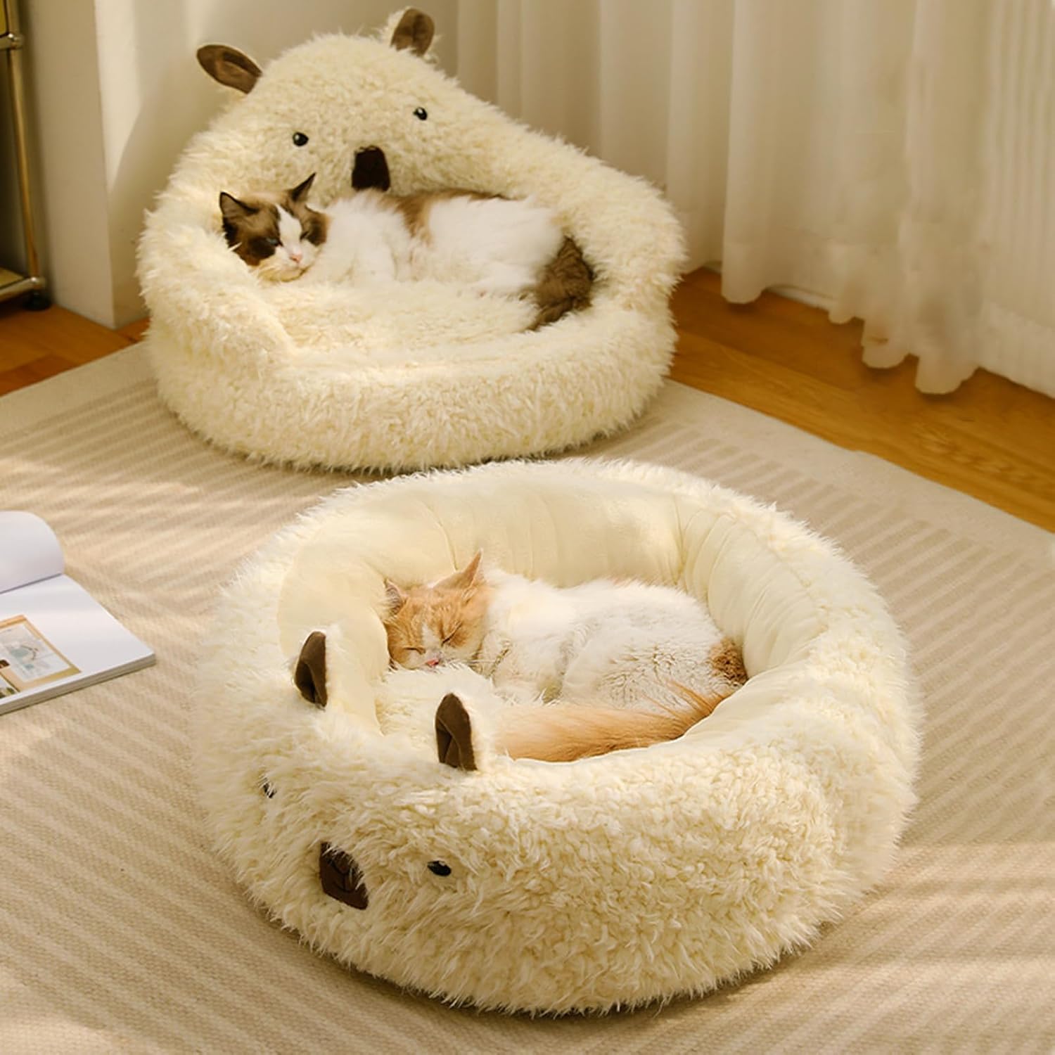 Alpaca Pet Bed Detachable Plush for Dogs and Cats