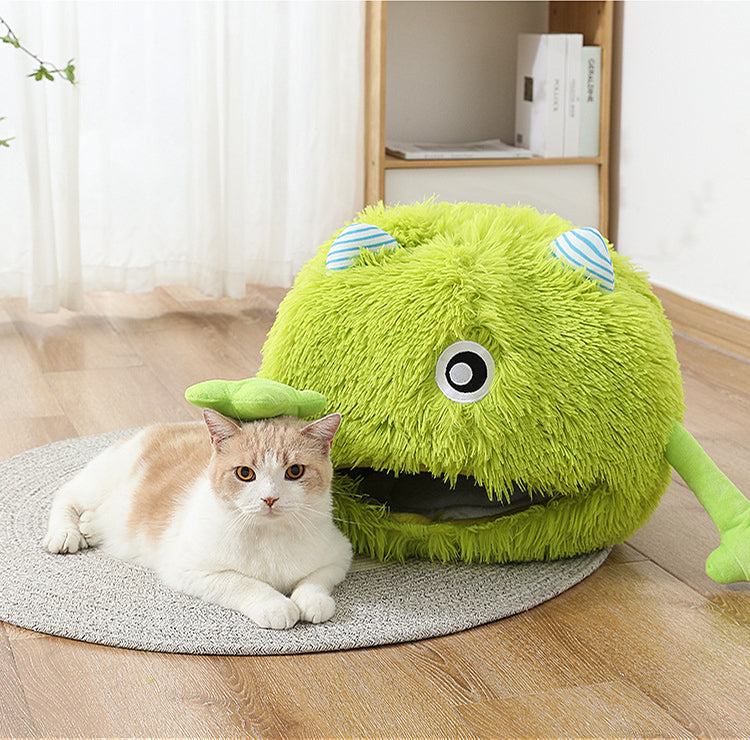 Machine-Washable Round Cat Bed Fluffy, Non-Slip, Self-Warming