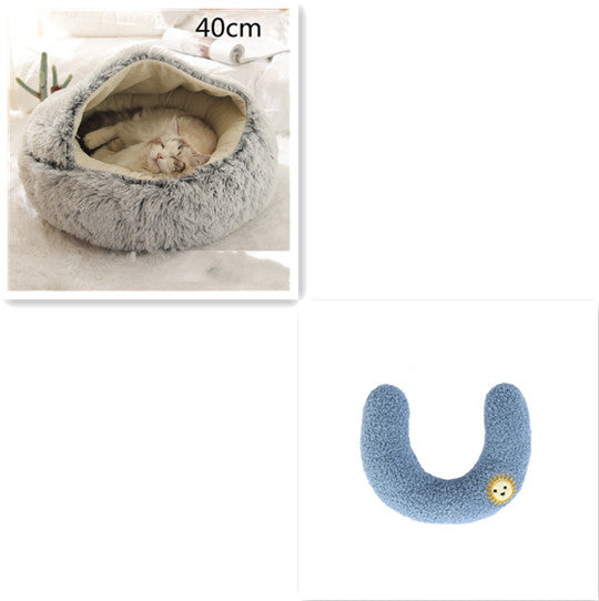 2 in 1 Round Plush Pet Bed for Dogs and Cats