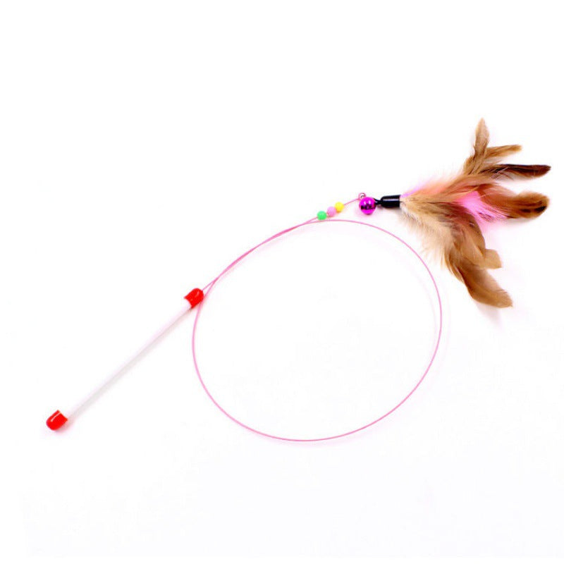 Replaceable Head Cat Teaser Stick Feather & Wire Pole
