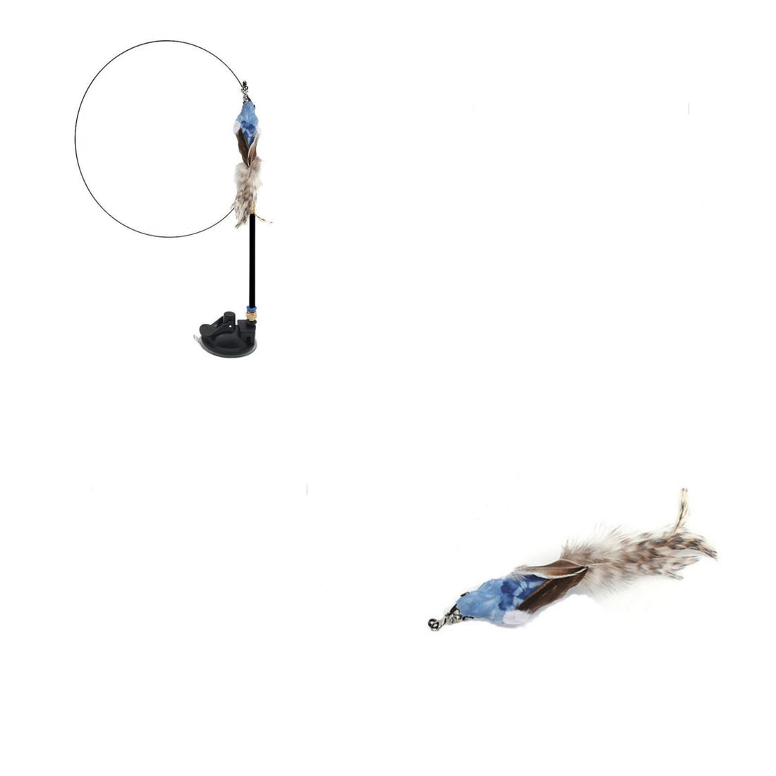 Replaceable Head Cat Teaser Stick Feather & Wire Pole
