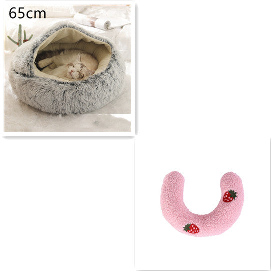2 in 1 Round Plush Pet Bed for Dogs and Cats