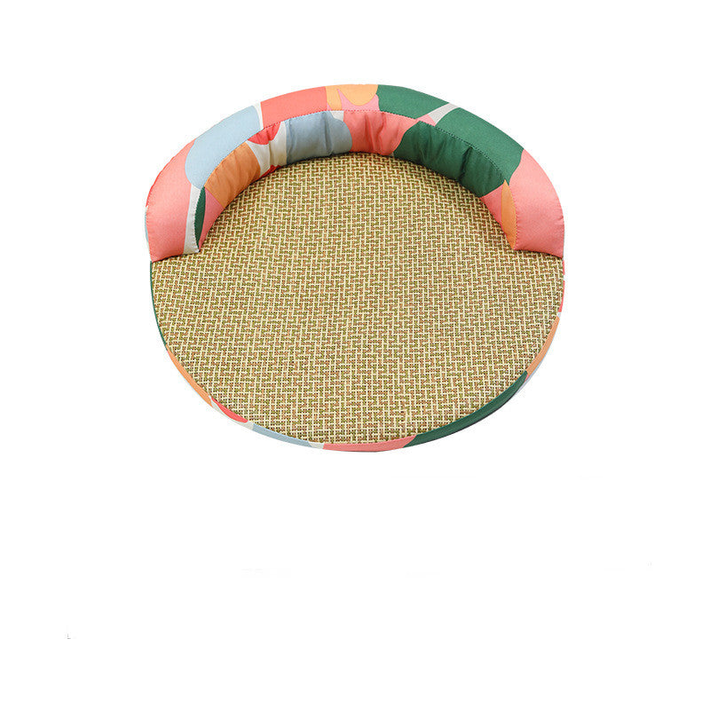 Summer Cool Pet Sofa Bed Weaving Rattan Pillow for Cats and Dogs