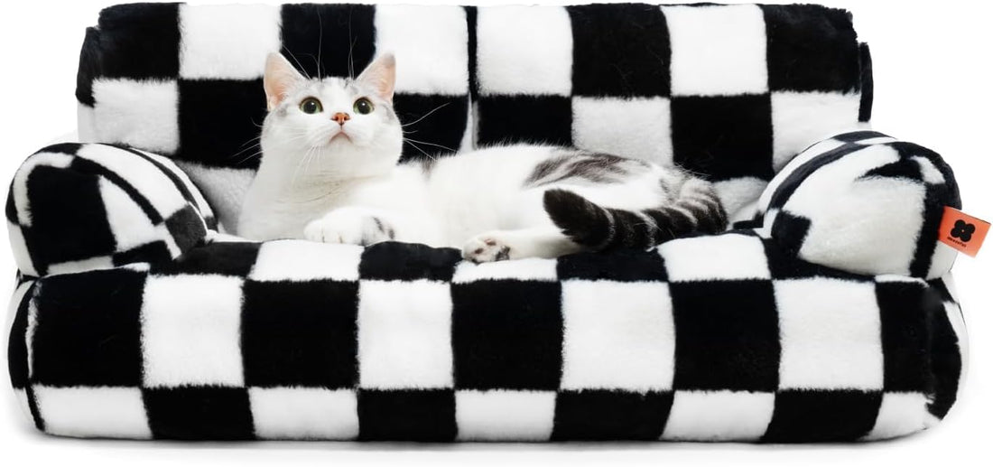 Fluffy Washable Pet Couch Bed for Cats and Small Dogs