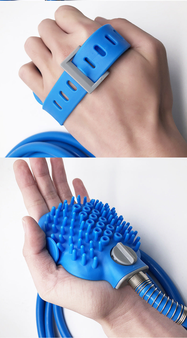 Pet Bathing Gloves with Silicone Nozzle – Handheld Massage Brush