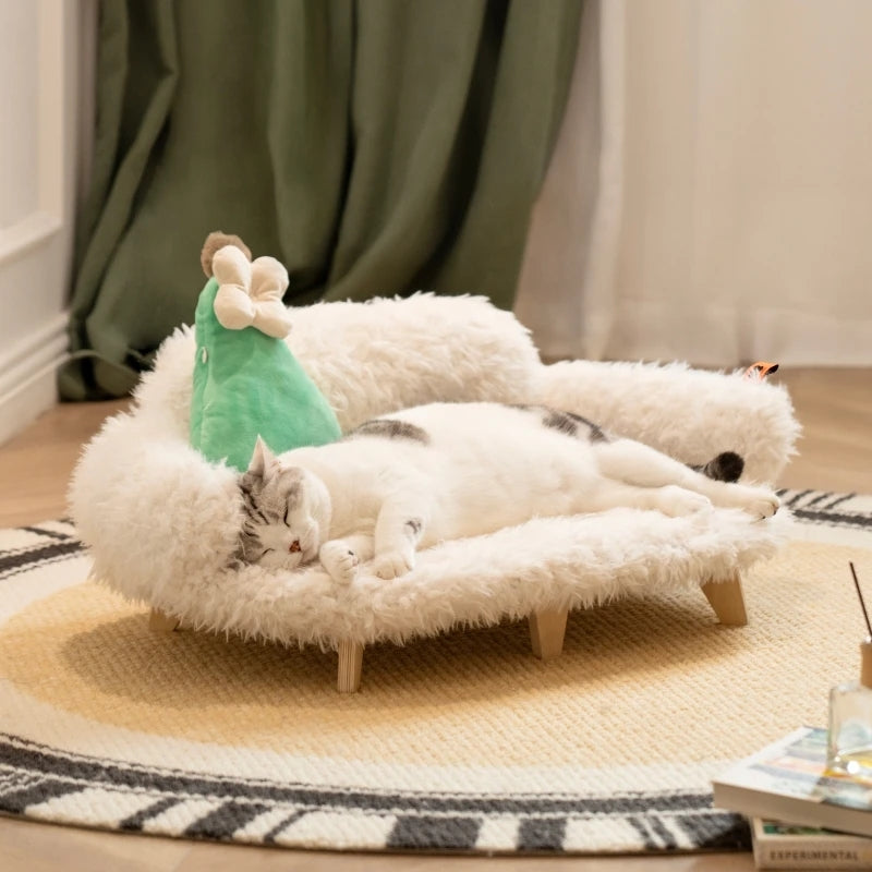 Luxury Wooden Pet Bed Safe Cat & Small Dog Bed