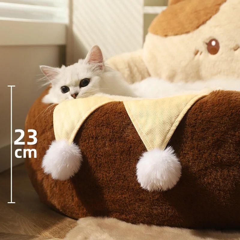 Round Pet Bed Warm Cushion for Cats & Dogs