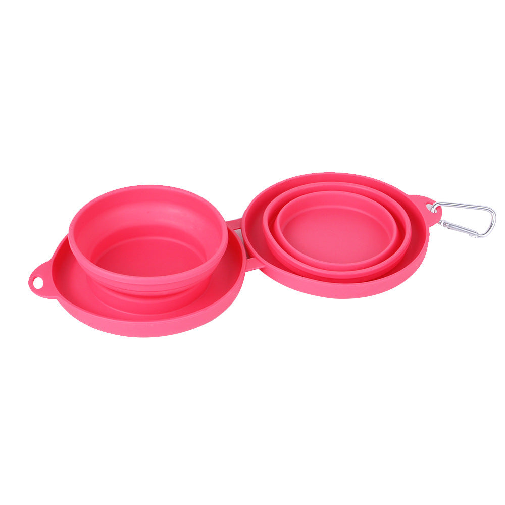 Foldable Double Rubber Pet Feeding Bowl for Dogs and Cats