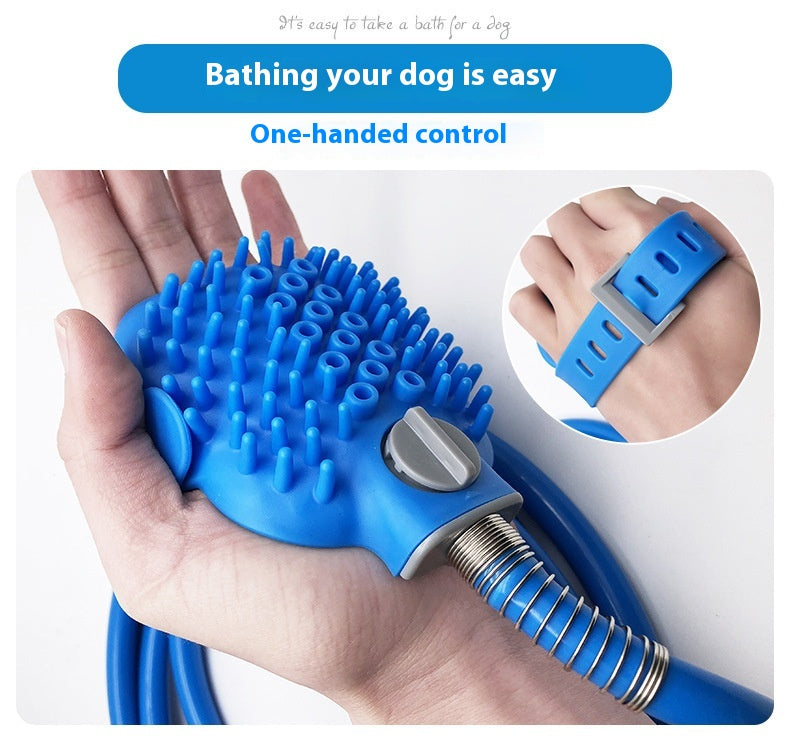 Pet Bathing Gloves with Silicone Nozzle – Handheld Massage Brush