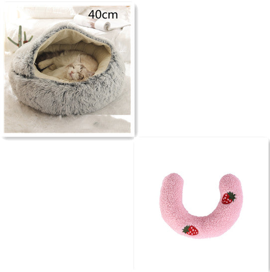 2 in 1 Round Plush Pet Bed for Dogs and Cats