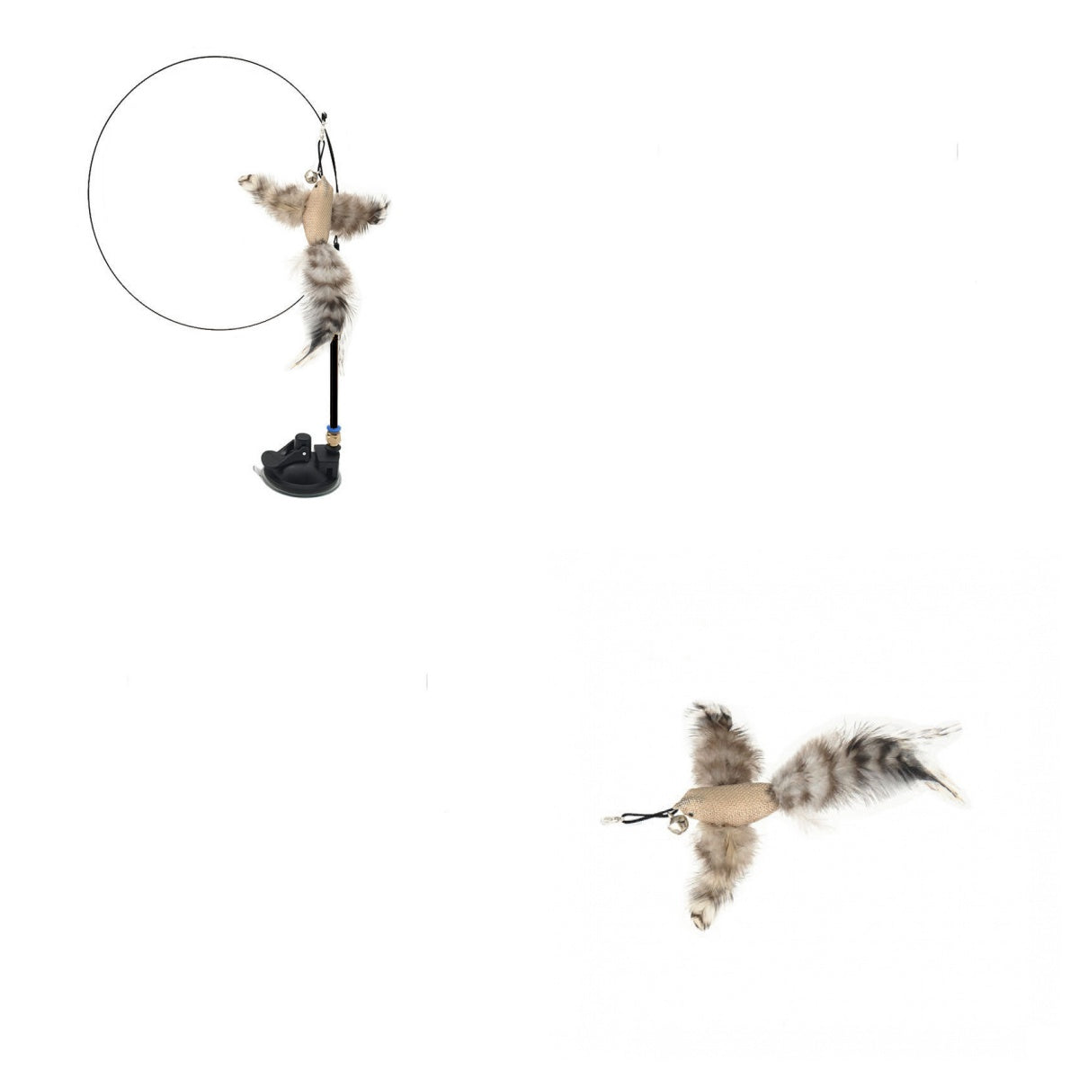 Replaceable Head Cat Teaser Stick Feather & Wire Pole