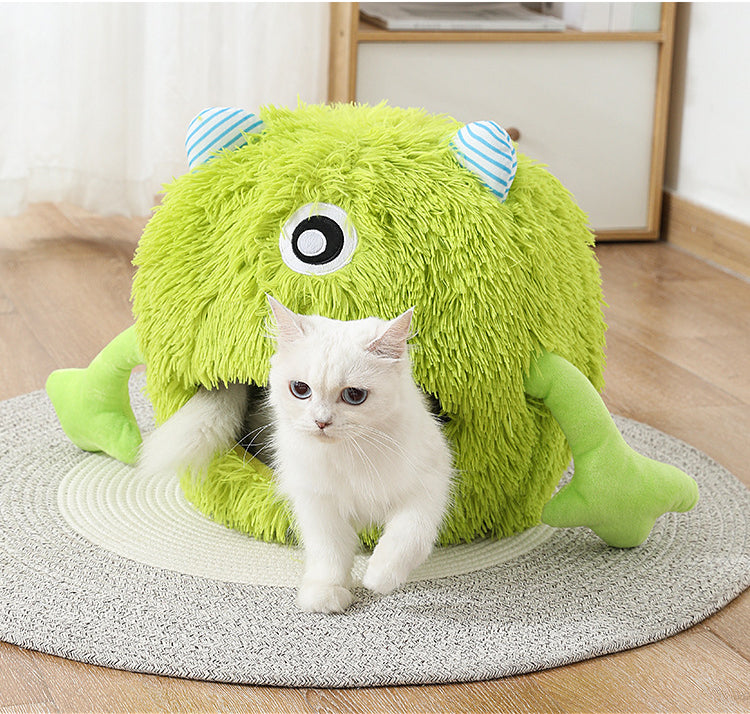 Machine-Washable Round Cat Bed Fluffy, Non-Slip, Self-Warming