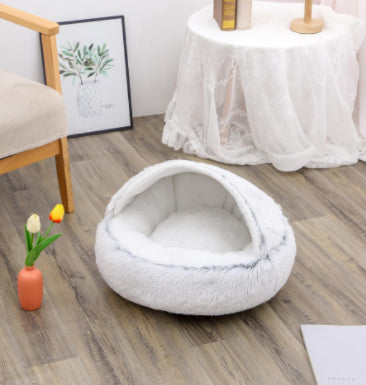 2 in 1 Round Plush Pet Bed for Dogs and Cats