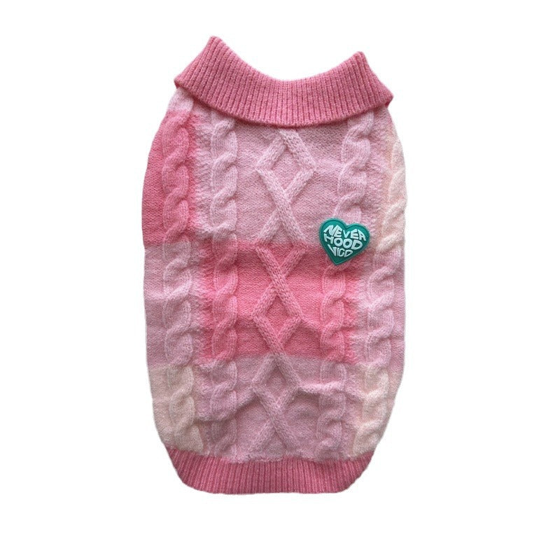 Plaid Polo Collar Sweater for Small Pets