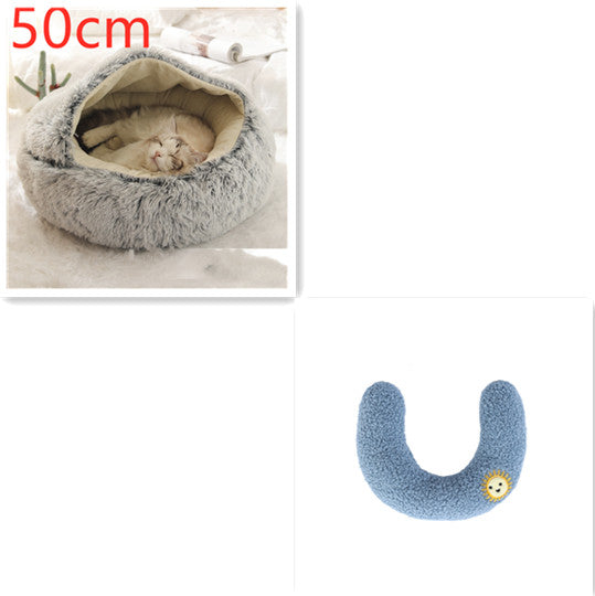 2 in 1 Round Plush Pet Bed for Dogs and Cats