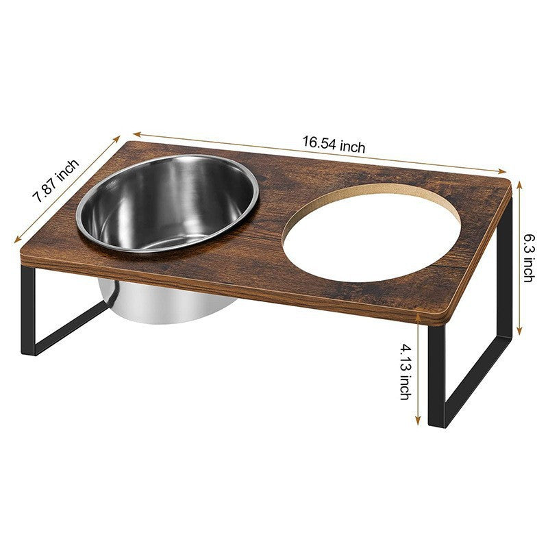 Iron & Wood Pet Feeding Rack with Cat Bowl
