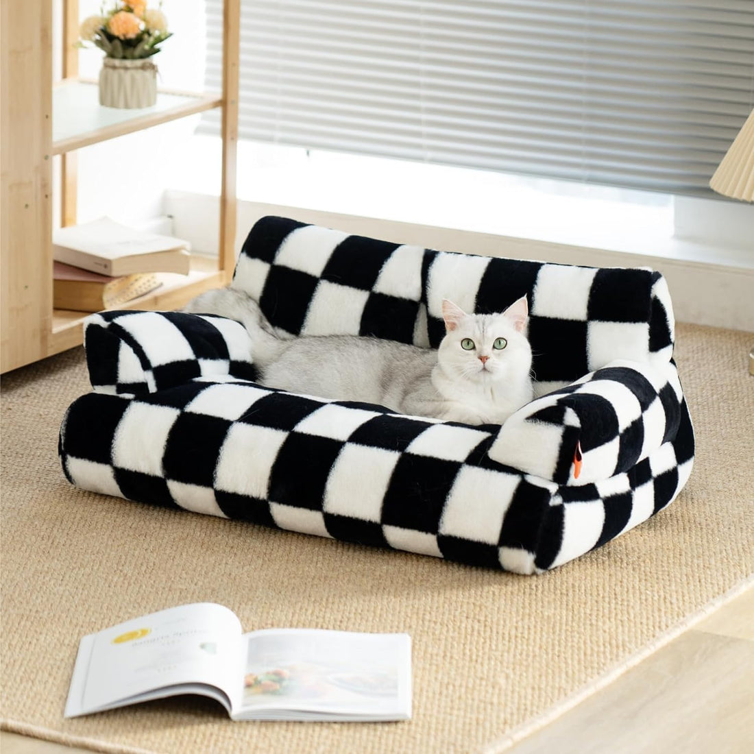 Fluffy Washable Pet Couch Bed for Cats and Small Dogs