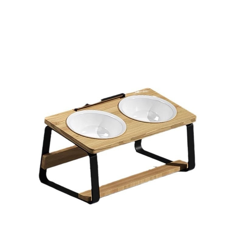 Ceramic Double Pet Bowl Spine-Friendly Cat Feeder