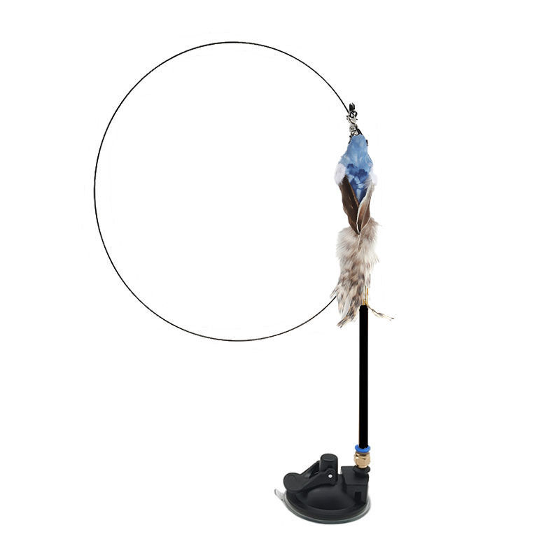 Replaceable Head Cat Teaser Stick Feather & Wire Pole