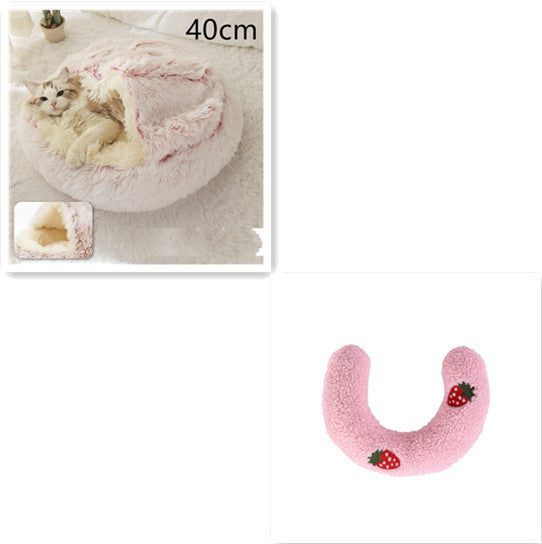2 in 1 Round Plush Pet Bed for Dogs and Cats